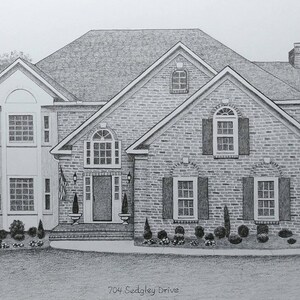 House sketch custom original art pencil drawing 11x14 with mat