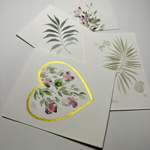 Handgeschilderde aquarel kaartenset van 4 kaarten, wenskaart | Verjaardagskaart | Moederdaggroeten | Lentegevoel | Kaart voor boeket