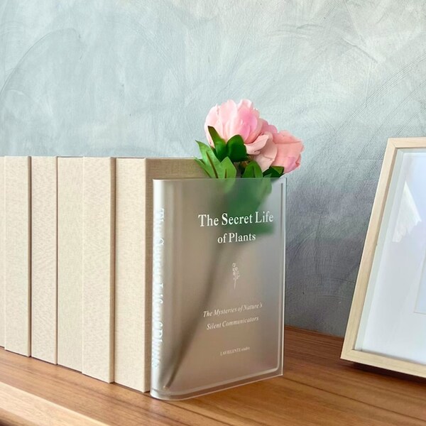 The Secret Life of Plants Acrylic Book Vase Unique Home Decor for Book and Flower Lovers Perfect Gift