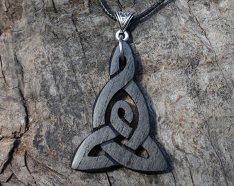 Celtic Mother and Child Necklace, Irish Bog Oak Celtic Knot Pendant