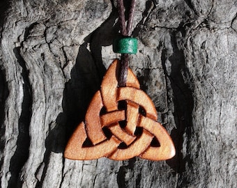 Triquetra Wooden Pendant, Hand-carved Irish Willow Wood Celtic Medallion, Unique Celtic Knot Necklace, Trinity Knot Celtic Gift From Ireland