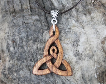 Rosewood Celtic Motherhood Knot Pendant: Hand-carved Mother Knot Celtic Necklace -- U.S Tariffs Included In Shipping --