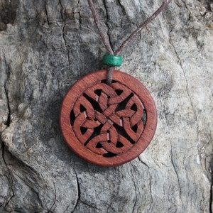 Celtic Infinity Knot Necklace, Rosewood Irish Woven Pendant, Hand-carved Celtic Jewellery, Irish Knot Necklace, Celtic Wiccan Wood Jewelry image 4