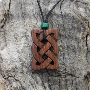 Hand-carved Walnut Irish Knot Wooden Necklace, Eternity Celtic Pendant, Unique Wood Jewelry For Men, Gift From Ireland image 1