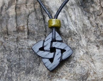 Irish Bog Oak Celtic Knot Pendant: Love Knot Necklace Hand-Carved On Ancient Bog Wood