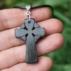 Irish Bog Wood Cross Necklace