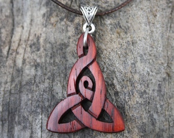 Rosewood Celtic Mother Knot Pendant: Hand-carved Mother And Child Irish Celtic Necklace
