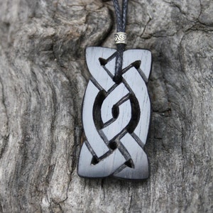 Ebony Wood Celtic Necklace, Hand-carved Celtic Eternity Knot Wooden Pendant, Unique Celtic Jewelry Gift Made In Ireland