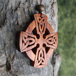 Celtic Wooden Cross Necklace, Unique Rosewood Celtic Cross Pendant for Men,  Hand Carved Wood Gift From Ireland -  Norway
