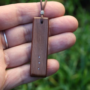 Hand-Carved 6000 Year Old Irish Bog Yew Pendant, Long Yew Wood & Silver Necklace, Unique 5th Wood Anniversary Gift From Ireland