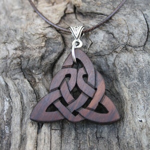Celtic Sisterhood Pendant, Handcarved Rosewood Celtic Knot Necklace, Unique Celtic Sister Love Knot Gift From Ireland