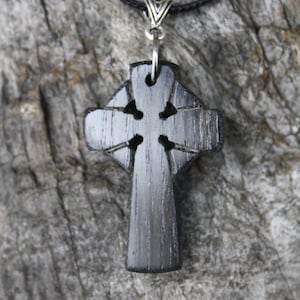 Ancient Irish Bog Wood Cross Necklace