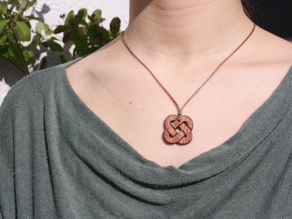Hand Carved Wooden Celtic Cross Pendant, Irish Chestnut Wood Cross Necklace, Unique Wooden Celtic Jewelry for Men Made in Ireland