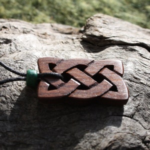 Hand-carved Walnut Irish Knot Wooden Necklace, Eternity Celtic Pendant, Unique Wood Jewelry For Men, Gift From Ireland image 7