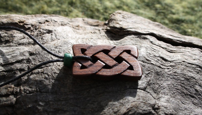 Hand-carved Walnut Irish Knot Wooden Necklace, Eternity Celtic Pendant, Unique Wood Jewelry For Men, Gift From Ireland image 7