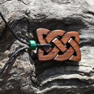 Hand-carved Walnut Irish Knot Wooden Necklace, Eternity Celtic Pendant, Unique Wood Jewelry For Men, Gift From Ireland image 3