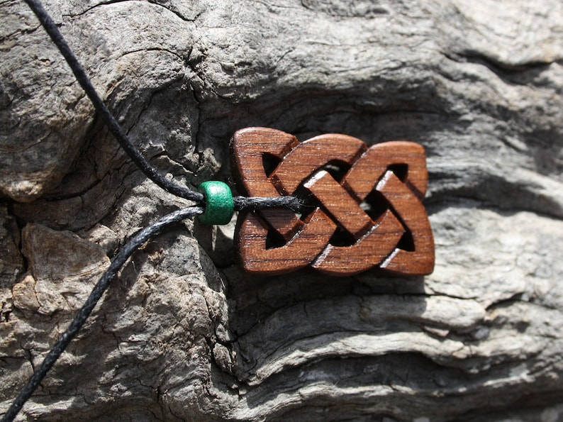 Hand-carved Walnut Irish Knot Wooden Necklace, Eternity Celtic Pendant, Unique Wood Jewelry For Men, Gift From Ireland image 3