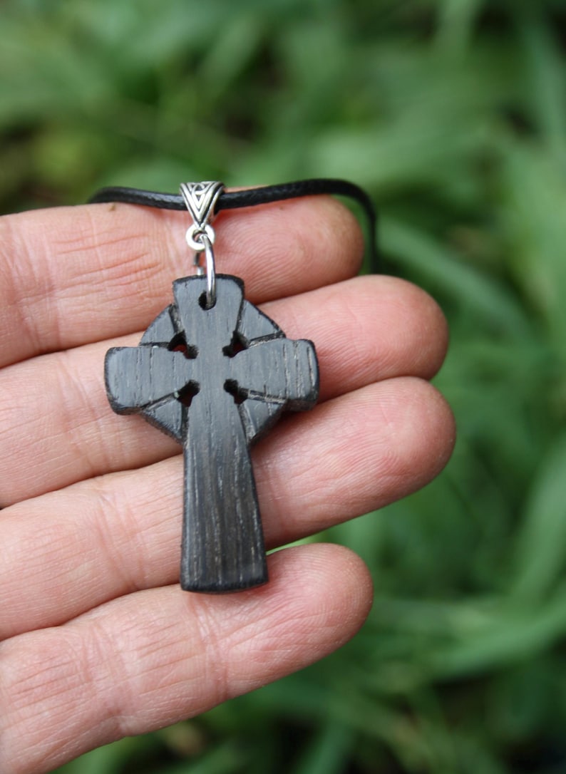 Irish Bog Wood Cross Necklace