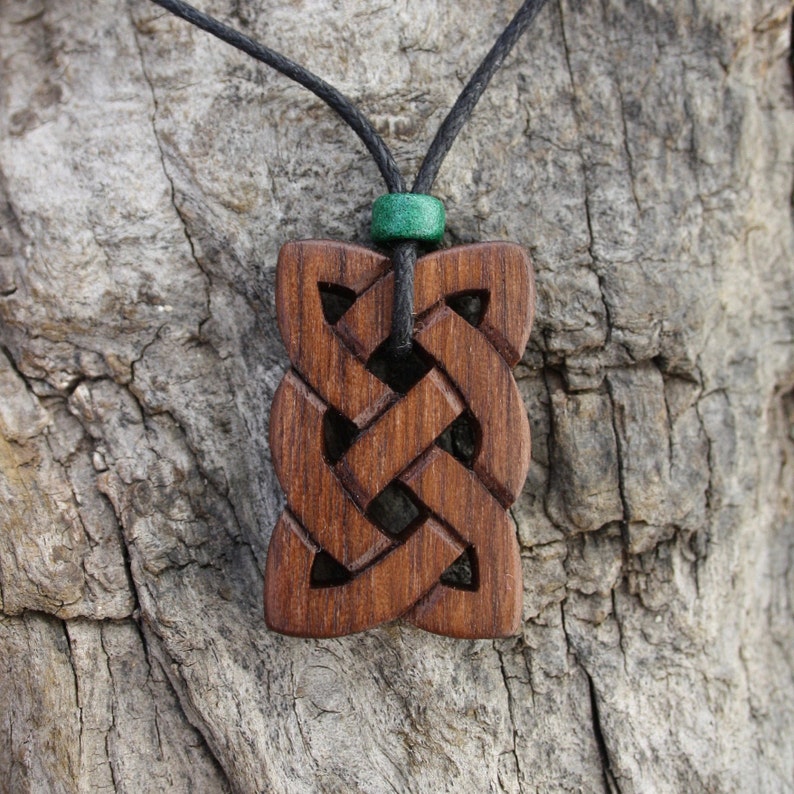 Hand-carved Walnut Irish Knot Wooden Necklace, Eternity Celtic Pendant, Unique Wood Jewelry For Men, Gift From Ireland image 6