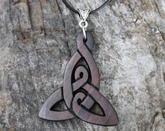 Celtic Mother knot Necklace, Large Mother And Child Knot Pendant, Handcarved Rosewood Celtic Motherhood Gift From Ireland