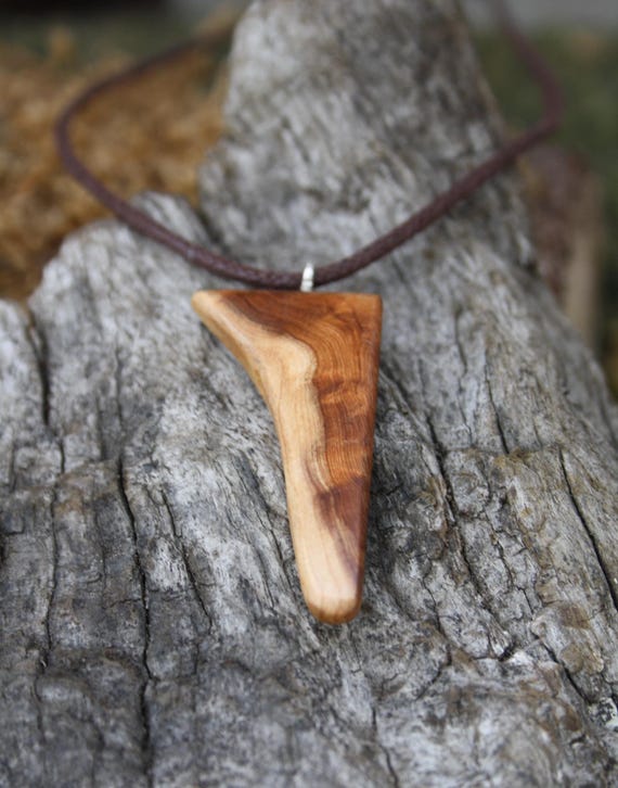 Handcarved Sacred Yew Wood Pendant: Chunky Celtic Folklore Necklace