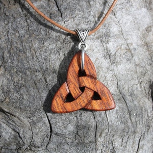 Rosewood Celtic Infinity Pendant, Hand-carved Trinity Knot Necklace, Unique Celtic Wood Jewelry Made In Ireland, Irish Roots Gift