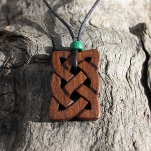 Hand-carved Walnut Irish Knot Wooden Necklace, Eternity Celtic Pendant, Unique Wood Jewelry For Men, Gift From Ireland image 4