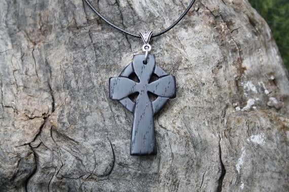 Celtic Wooden Cross Necklace, Unique Rosewood Celtic Cross Pendant