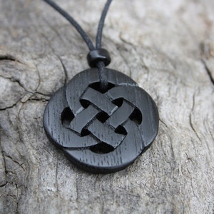 Hand Carved 5000 Year Old Bog Oak Celtic Infinity Necklace, Hand Made In Ireland, Irish Bog Wood Celtic Knot Pendant, Unique Gift For Men
