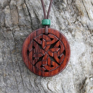 Celtic Infinity Knot Necklace, Rosewood Irish Woven Pendant, Hand-carved Celtic Jewellery, Irish Knot Necklace, Celtic Wiccan Wood Jewelry image 1