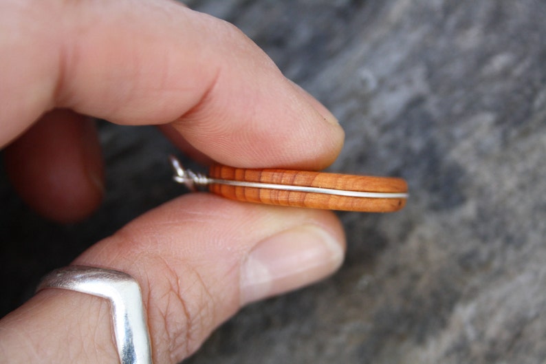 Hand Carved Yew Wood Spiral Triskele Necklace On Sterling Silver, Unique Celtic Pagan Triskelion Pendant, Made In Ireland Jewelry image 7