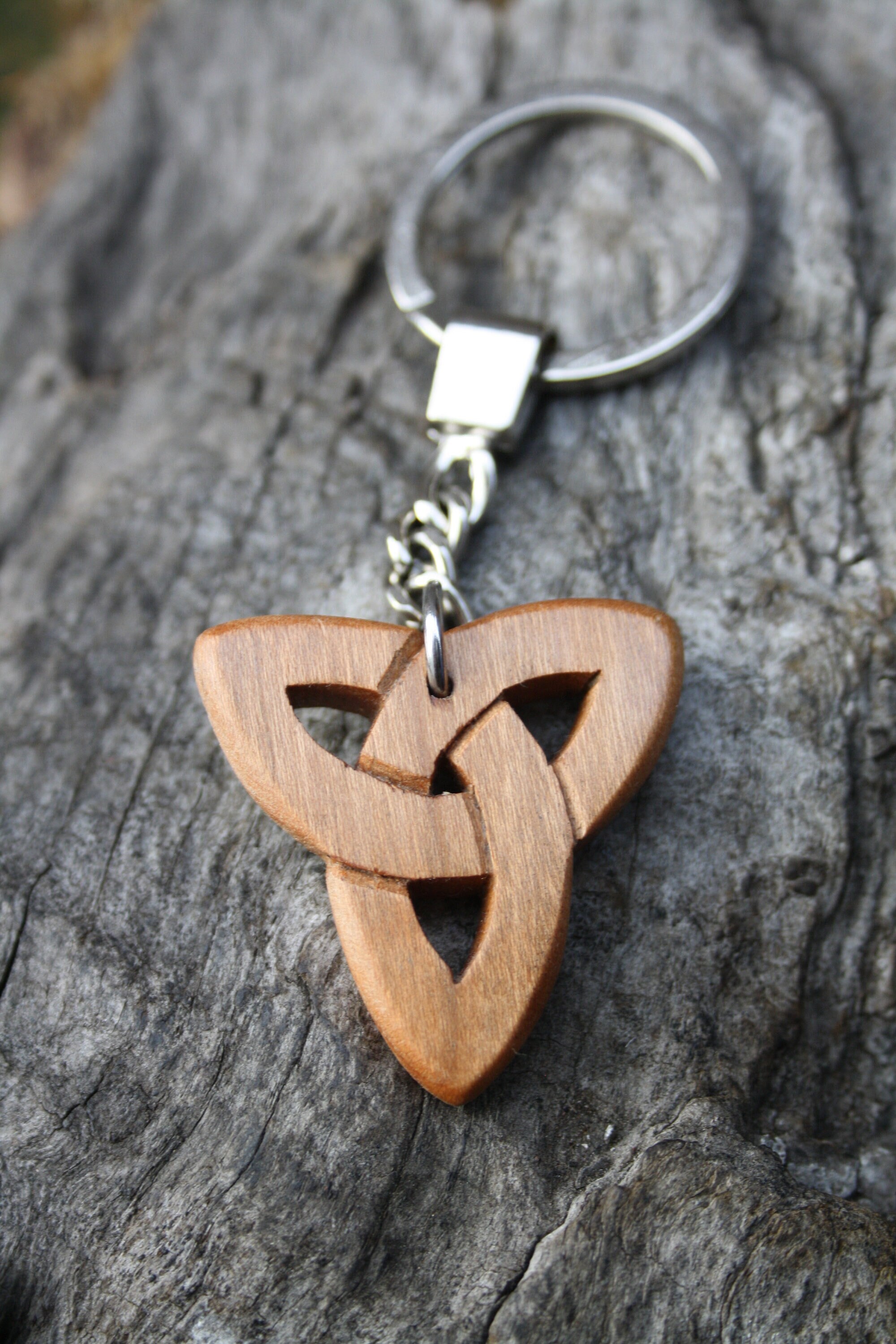 Large Wooden Trinity Key-chain Made in Ireland, Wild Irish Cherry Wood ...