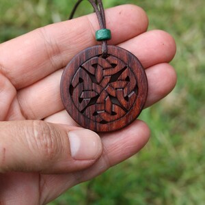 Celtic Infinity Knot Necklace, Rosewood Irish Woven Pendant, Hand-carved Celtic Jewellery, Irish Knot Necklace, Celtic Wiccan Wood Jewelry image 2