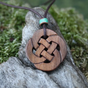 Walnut Celtic Infinity Necklace, Wooden Celtic Knot Necklace Hand Made In Ireland, Unique Gift For Men