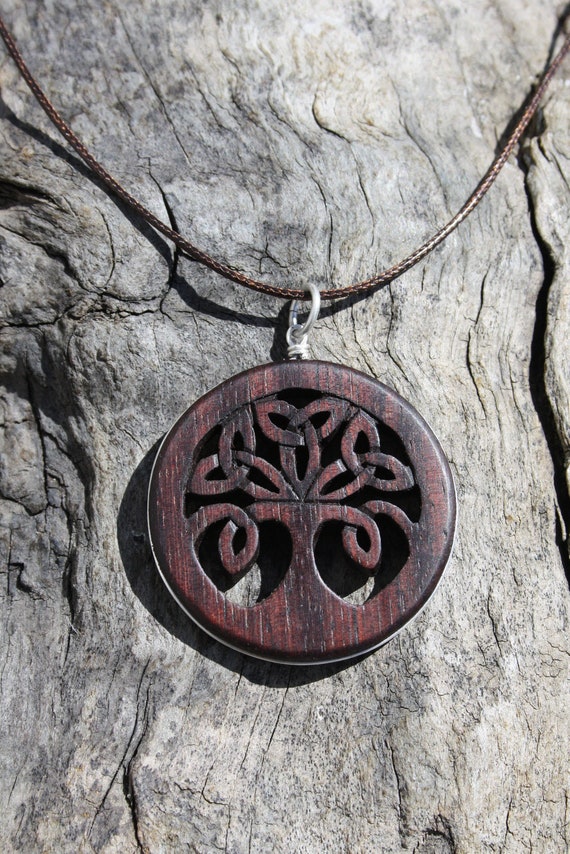 Hand carved Tree of Life Pendant Rosewood Celtic Tree Necklace