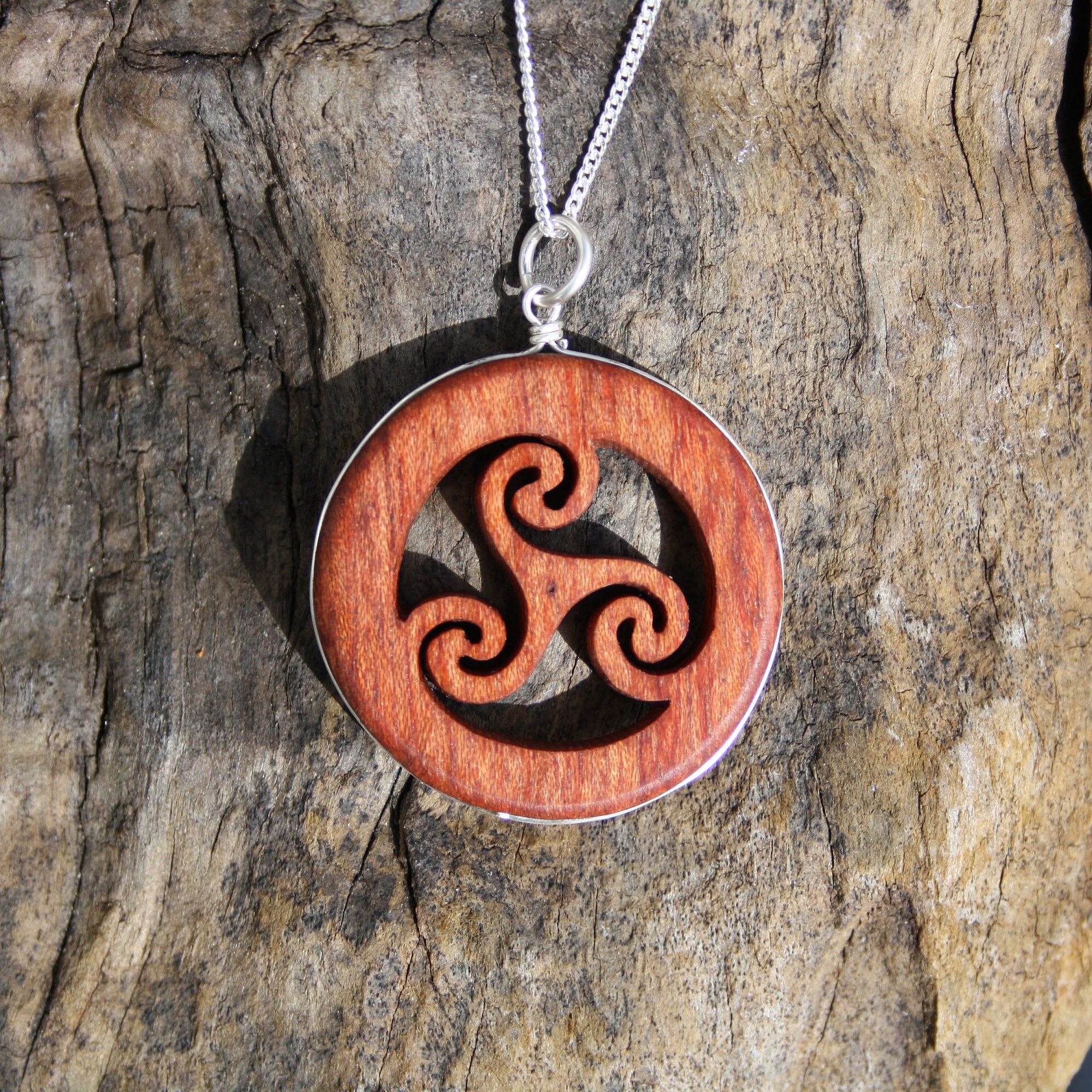 Hand Carved Wooden Celtic Cross Pendant, Irish Chestnut Wood Cross Necklace, Unique Wooden Celtic Jewelry for Men Made in Ireland