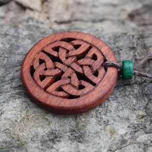 Celtic Infinity Knot Necklace, Rosewood Irish Woven Pendant, Hand-carved Celtic Jewellery, Irish Knot Necklace, Celtic Wiccan Wood Jewelry image 6