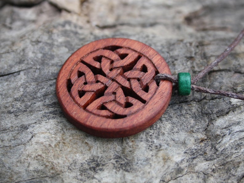 Celtic Infinity Knot Necklace, Rosewood Irish Woven Pendant, Hand-carved Celtic Jewellery, Irish Knot Necklace, Celtic Wiccan Wood Jewelry image 6