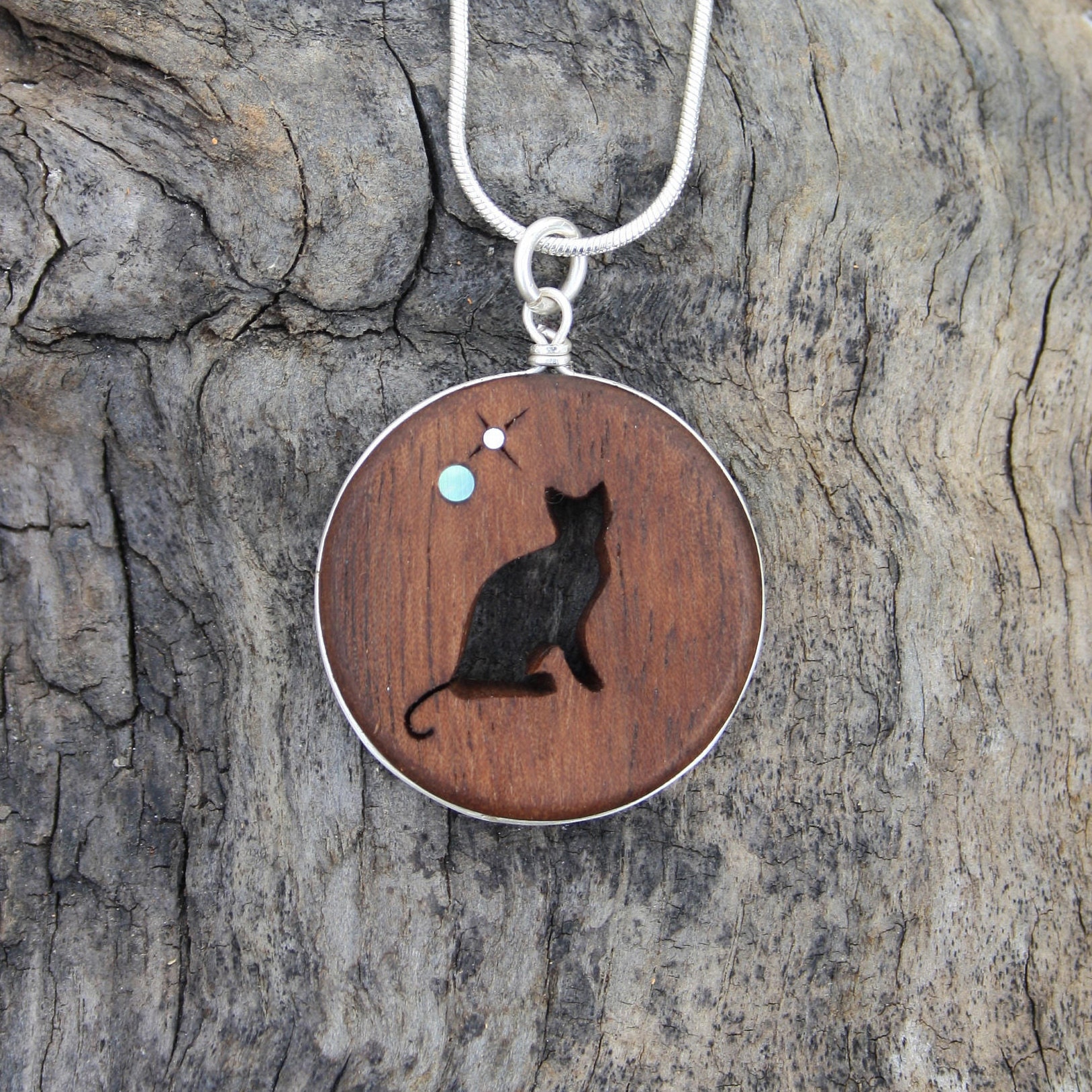 Black Cat and Pumpkin necklace made from recycled Starbucks gift cards –  Katie Carrin Sea Glass Jewelry in San Francisco, California