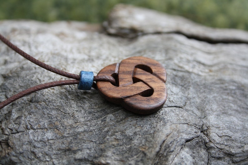 Druid Necklace For Him Celtic Triquetra Necklace Unique Celtic Wooden Gift Hand Made In Ireland Hand-carved Walnut Trinity Knot pendant