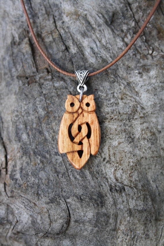 Barn Owl Necklace, Celtic Owl Pendant, Sterling Silver Owl Necklace, Celtic Owl