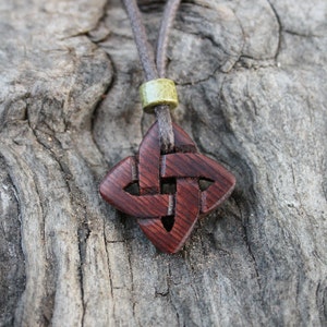 6000 Year Old Irish Bog Yew Celtic Knot Pendant, Celtic Love Knot Necklace, Unique Hand-carved Bog Wood Jewelry For Men Made In Ireland