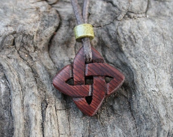 Irish Bog Yew Celtic Love Knot Pendant: Hand-Carved 6000 Year Old Wood Celtic Necklace -- U.S Tariffs Included In Shipping --