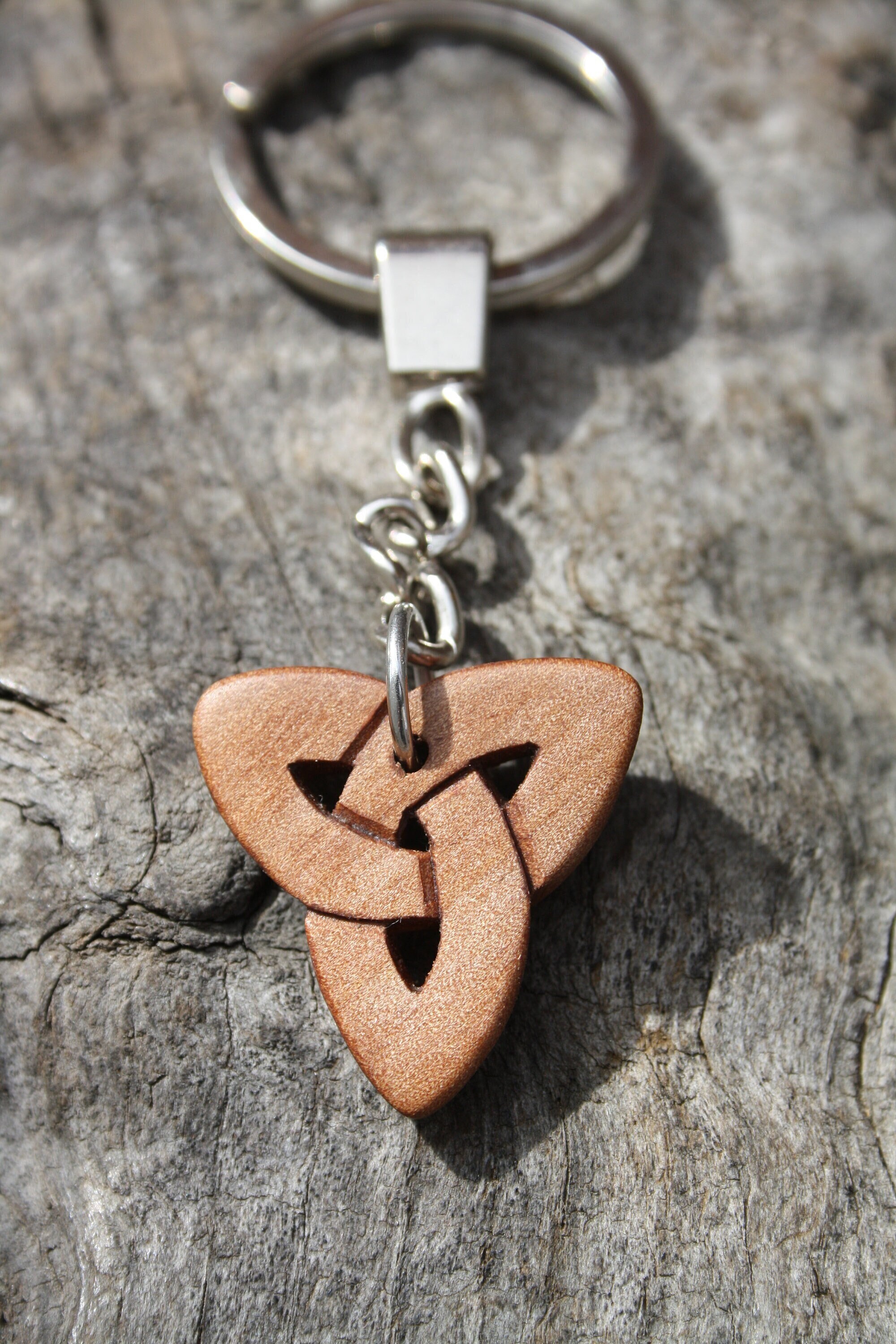 Willow Wood Trinity Keychain Celtic Knot Keyring Handcarved - Etsy Canada