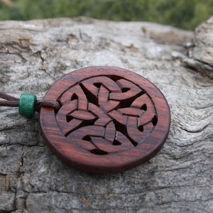 Celtic Infinity Knot Necklace, Rosewood Irish Woven Pendant, Hand-carved Celtic Jewellery, Irish Knot Necklace, Celtic Wiccan Wood Jewelry image 3