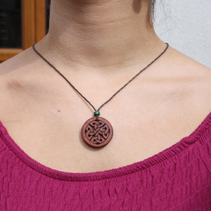 Celtic Infinity Knot Necklace, Rosewood Irish Woven Pendant, Hand-carved Celtic Jewellery, Irish Knot Necklace, Celtic Wiccan Wood Jewelry image 5