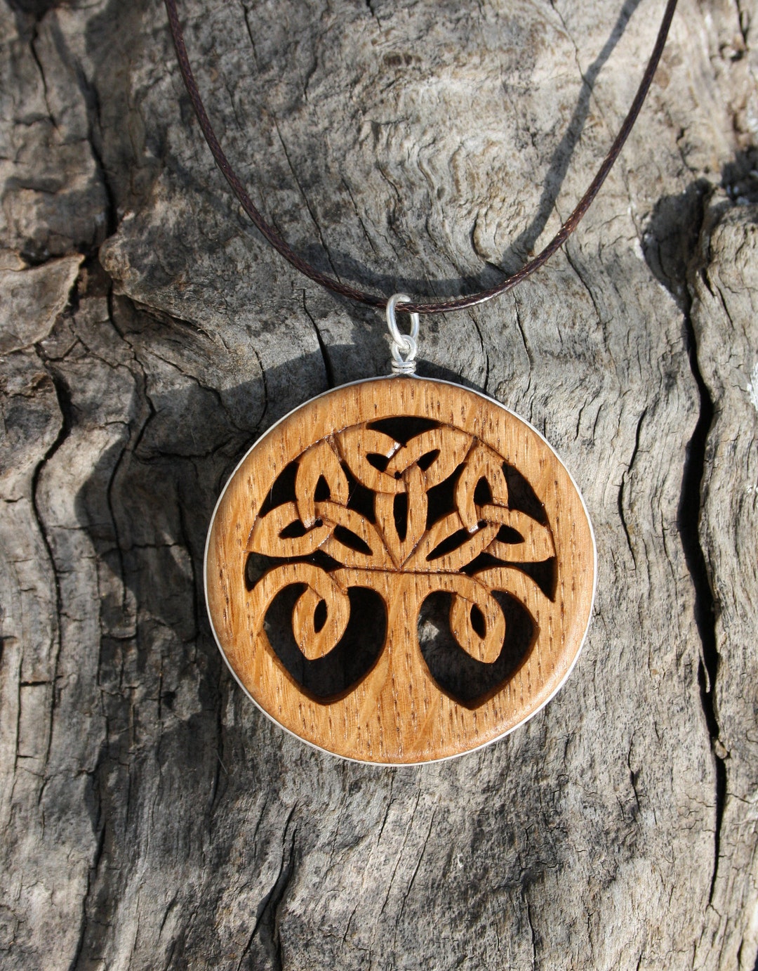 Buy Hand-carved Irish Oak Tree of Life Necklace: Celtic Tree Wood