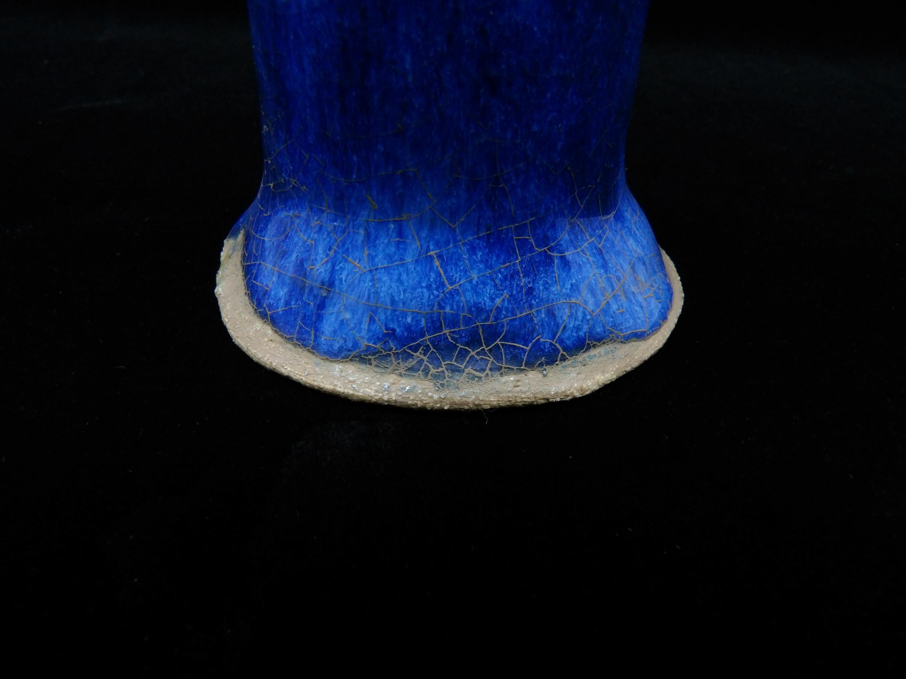 Vintage Blue Drip Glaze Pottery Vase - Etsy