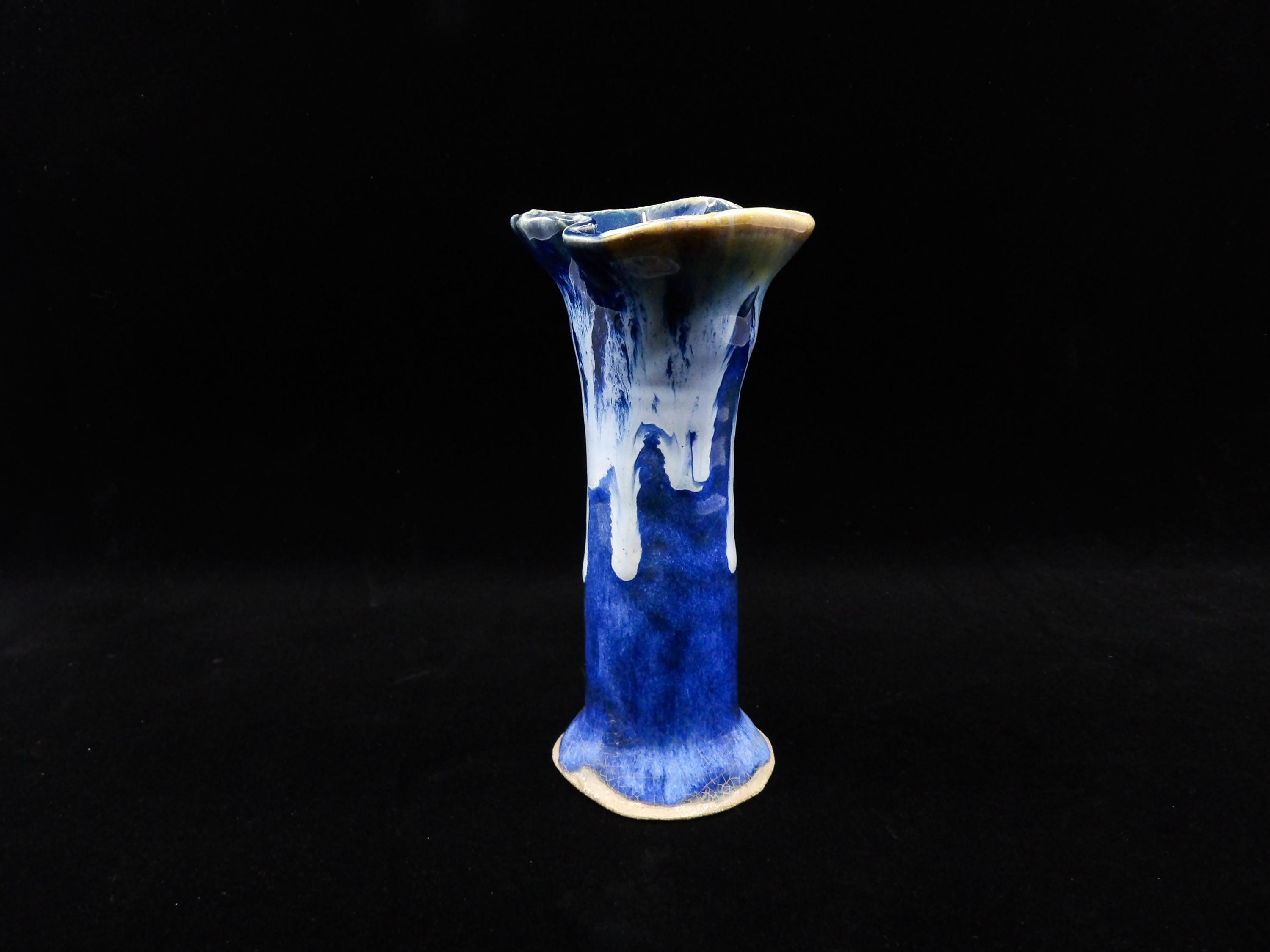 Vintage Blue Drip Glaze Pottery Vase - Etsy
