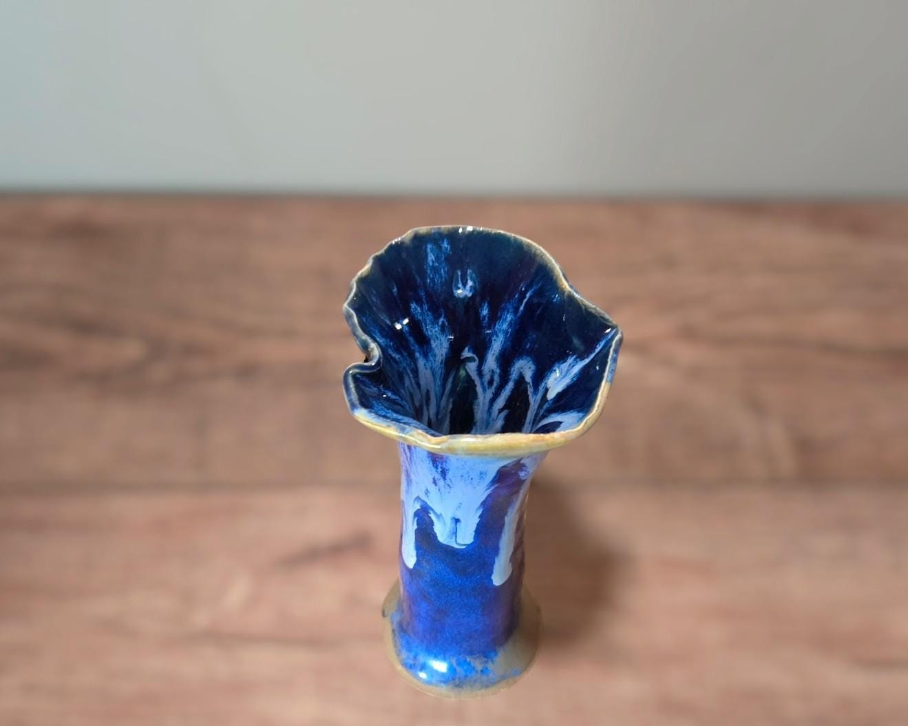Vintage Blue Drip Glaze Pottery Vase - Etsy
